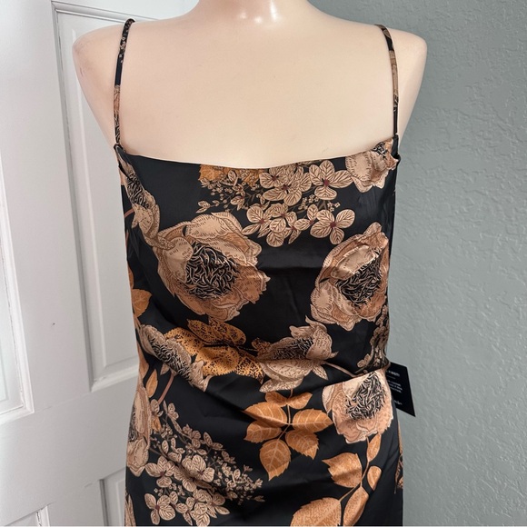LULU’S FAVORITE ICON FLORAL SATIN COWL NECK SLIP MIDI DRESS - Picture 7 of 13